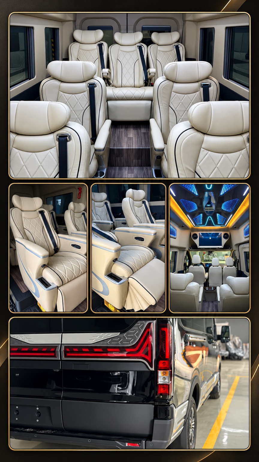 Nội thất xe Limo 9 chỗ ZipTravel đưa đón sân bay Tân Sơn Nhất
